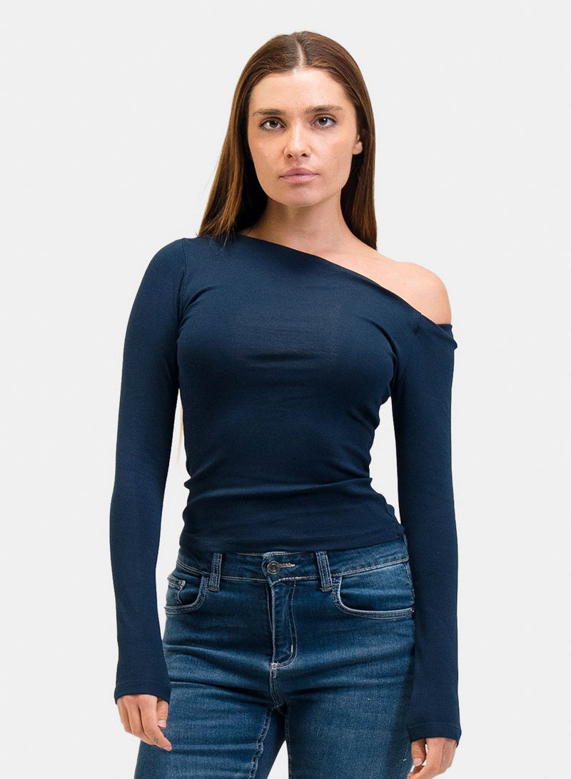 One Shoulder Long Sleeve Top